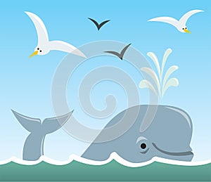 Whale and Seagulls photo