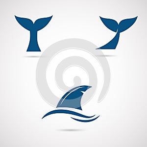 Whale, shark, fish tale vector icon. Fin of the fish illustrattion.