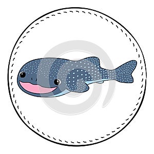 Whale shark isolated on white background. Friendly shark cartoon illustration.