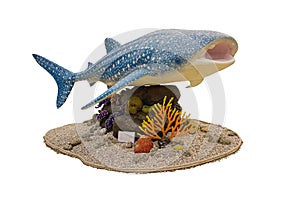 Whale shark statue for campaign about Catching fishwith Clipping path photo