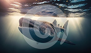 Whale Shark swimming underwater. Underwater world