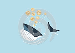 Whale spouting Bitcoin. Bitcoin Whales are considered market players with significant funds that are able to move the. photo