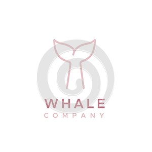 Whale tail company logo. Concept of whale watching, environmental education, cetacean conservation. Pink color. Vector photo