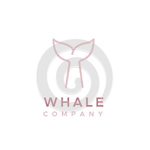 Whale tail company logo. Concept of whale watching, environmental education, cetacean conservation. Pink color. Vector