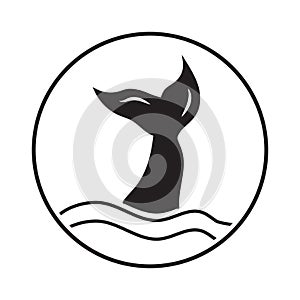 Whale tail fish or mermaid tail flat icon for apps or website