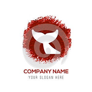 Whale Tail Icon - Red WaterColor Circle Splash
