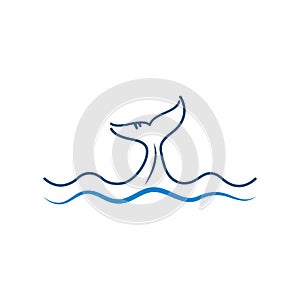 whale tail line art  icon vector illustration design