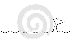 Whale tail between waves graphic icon