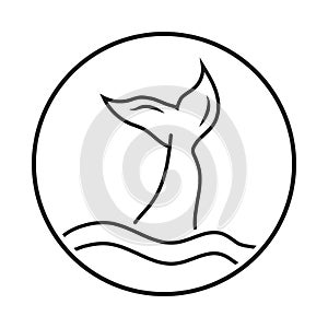 Whale tails or mermaid tail line art icon for apps or website
