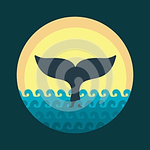 Whale tale. Vector illustration.