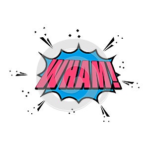 Wham expression sign at comic speech bubble icon