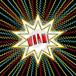 WHAM in Star-burst graphic illustration on Black