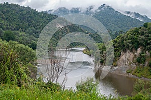 Whanganui River at misty day