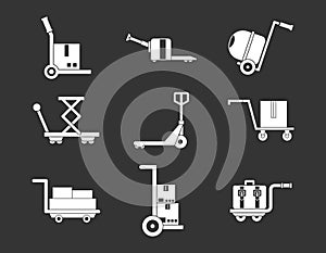 Wharehouse cart icon set grey