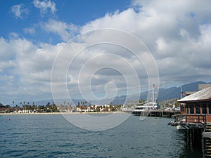 Wharf and beach at Santa Barbara