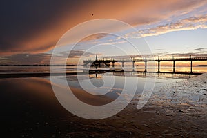 The wharf of Francavilla al Mare in a splendid sunrise