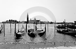 The wharf of the gondolas to Venice.