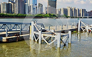 wharf quay in city river