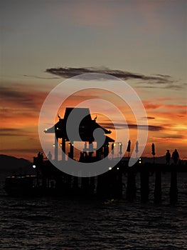 Wharf at sunset on an island off Thailand