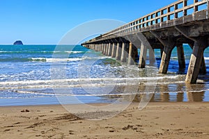 The wharf at Tolaga Bay, New Zealand, the longest in the country