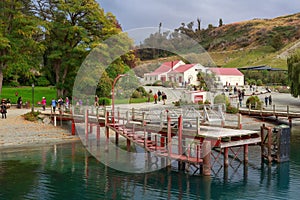 Wharf at Walter Peak Farm, a tourist attraction on Lake Wakatipu, New Zealand