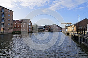 Wharfs and former warehouses anlong the Trent at Newark on Trent