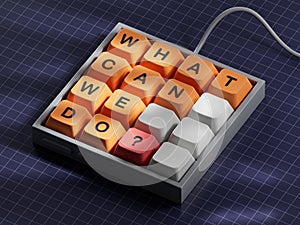 What can we do symbol. Computer keyboard keys with words What can we do.What can we do concept. Computer keyboard keys