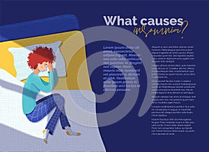 What causes insomnia banner vector template