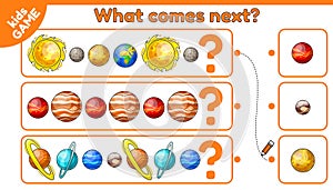 Kids game What comes next is with space planets