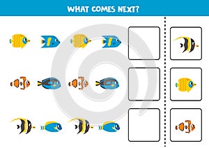 What comes next game with cute cartoon reef fish