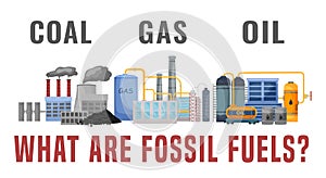 What are fossil fuels. Landscape vector illustration