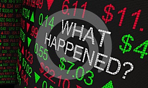 What Happened Stock Market News Analysis Ticker Wall Street Explanation 3d Illustration