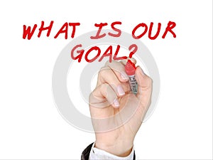 What is our goal hand write with red marker