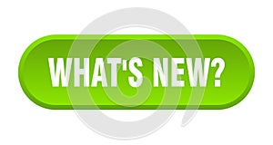 what\'s new? button. rounded sign on white background