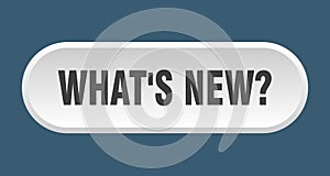 what\'s new? button. rounded sign on white background