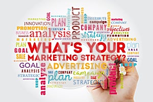 What`s Your Marketing Strategy word cloud collage