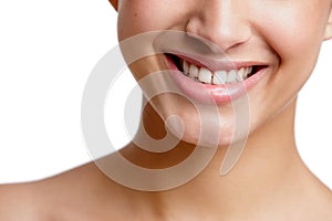 What a stunning smile. Closeup studio shot of a beautiful young womans mouth.