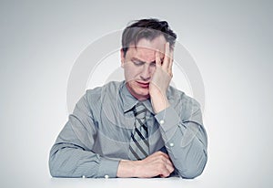 What to do? Fear businessman, facepalm concept crisis