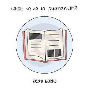 What to do in quarantine vector hand drawn illlustration. Reading books