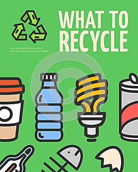 What to Recycle Concept Placard Poster Banner Card. Vector