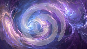 Cosmic vortex swirls in a dance of purple and blue nebulosity. AI generated photo