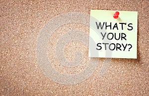 What is your story concept. sticky pinned to cork board with room for text.