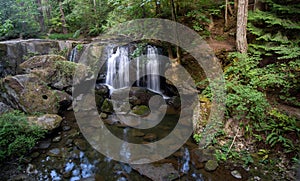Whatcom creek and bridge at whatcom Falls park in Bellingham Washington