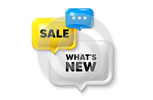 Whats new symbol. Special offer sign. Discount speech bubble offer 3d icon. Vector