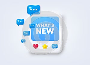 Whats new symbol. Special offer sign. Social media post 3d frame. Vector