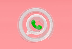 whatsapp icon 3d illustration minimal rendering on Rose Bud background