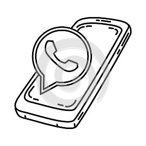 Whatsapp Icon. Doodle Hand Drawn or Outline Icon Style
