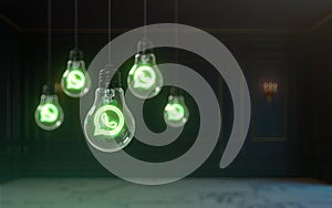 Whatsapp icon glow inside light bulb premium cover photofacebook