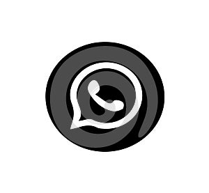 Whatsapp icon logo,  call icon black and white illustration