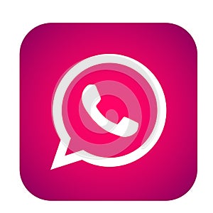 WhatsApp icon logo element sign vector in pink mobile app on white background